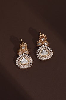Rose Gold Finish Kundan Polki Dangler Earrings