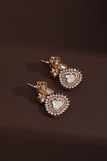 Rose Gold Finish Kundan Polki Dangler Earrings