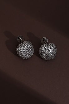 Black Rhodium Finish Silver Zircon Stud Earrings