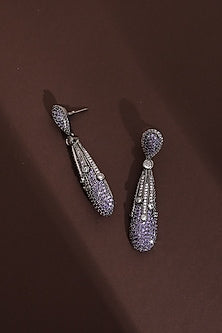 Black Rhodium Finish Lavender Zircon Dangler Earrings