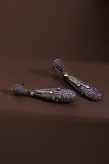 Black Rhodium Finish Lavender Zircon Dangler Earrings