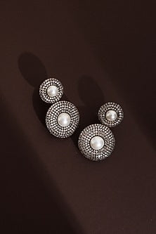 Black Rhodium Finish Champagne Zircon Dangler Earrings