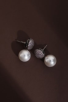 Black Rhodium Finish Lavender Zircon Stud Earrings