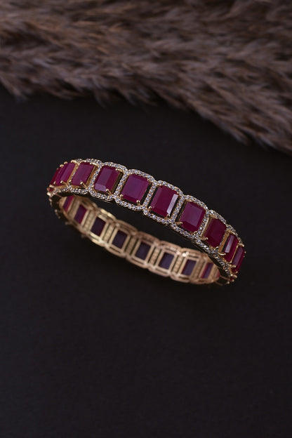 Gold Finish Ruby Synthetic Stone Handcrafted Bracelet