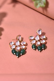 Gold Finish Kundan Polki Dangler Earrings