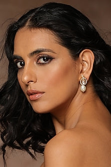 Gold Finish Kundan Polki & Pearl Dangler Earrings