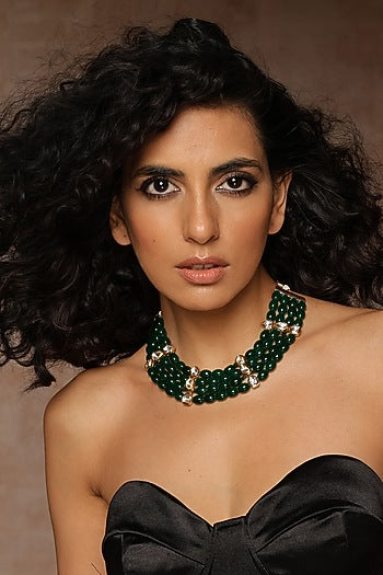 Gold Finish Kundan Polki Choker Necklace