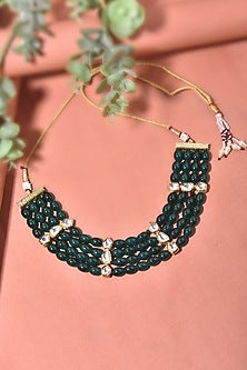 Gold Finish Kundan Polki Choker Necklace