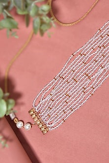 Gold Finish Beaded Choker Necklace