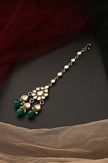 Gold Finish Kundan Polki Maangtikka