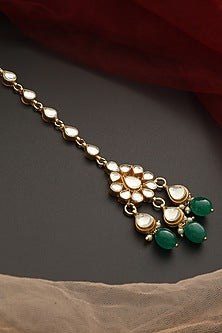Gold Finish Kundan Polki Maangtikka