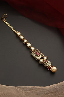Gold Finish Kundan Polki Maangtikka