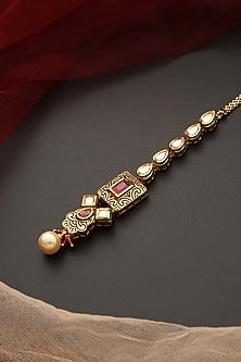 Gold Finish Kundan Polki Maangtikka