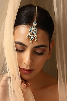 Gold Finish Kundan Polki Maangtikka