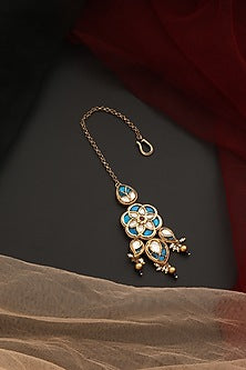 Gold Finish Kundan Polki Maangtikka