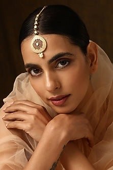 Gold Finish Kundan Polki Maangtikka