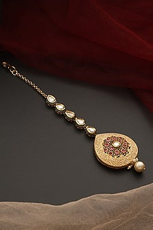 Gold Finish Kundan Polki Maangtikka