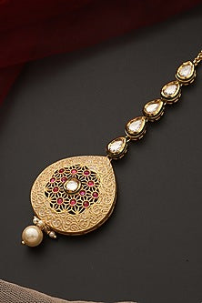 Gold Finish Kundan Polki Maangtikka