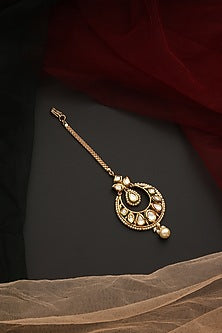 Gold Finish Kundan Polki Maangtikka