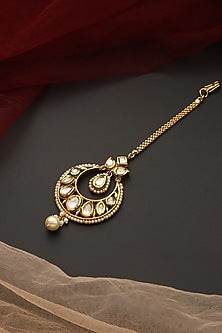 Gold Finish Kundan Polki Maangtikka