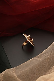 Gold Finish Kundan Polki Ring