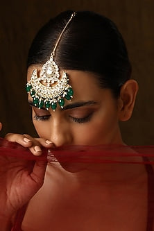 Gold Finish Kundan Polki Maangtikka