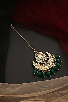 Gold Finish Kundan Polki Maangtikka