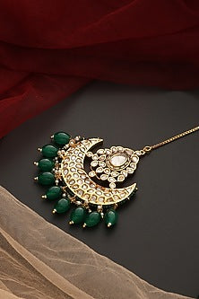 Gold Finish Kundan Polki Maangtikka