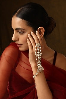 Gold Finish Kundan Polki Hathphool