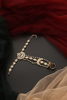 Gold Finish Kundan Polki Hathphool