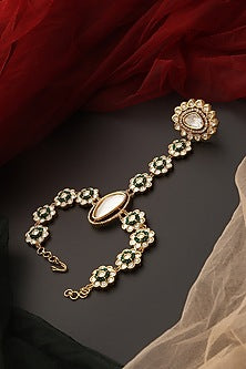 Gold Finish Kundan Polki Hathphool