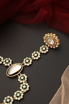 Gold Finish Kundan Polki Hathphool