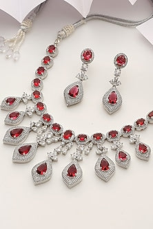 White Finish Kundan Polki & Zircon Necklace Set
