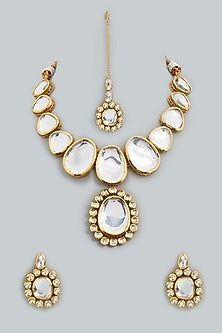 Gold Finish Kundan Bridal Necklace Set