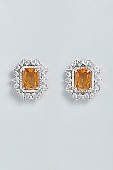 White Finish Topaz Earrings