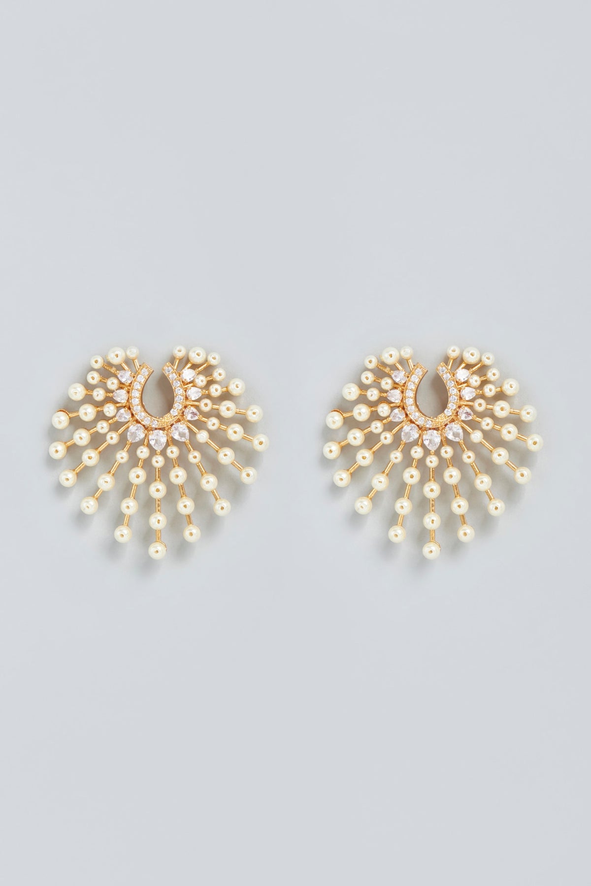 Gold Finish Pearl Stud Earrings