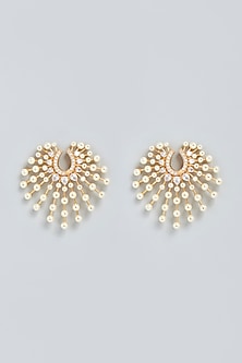 Gold Finish Pearl Stud Earrings