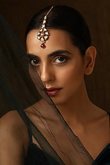 Gold Finish Kundan Polki Maangtikka