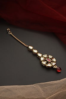 Gold Finish Kundan Polki Maangtikka
