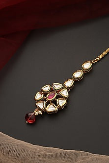 Gold Finish Kundan Polki Maangtikka