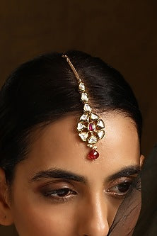 Gold Finish Kundan Polki Maangtikka
