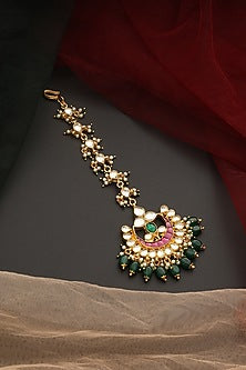 Gold Finish Kundan Polki Maangtikka