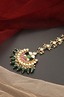 Gold Finish Kundan Polki Maangtikka