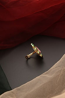 Gold Finish Kundan Polki Ring