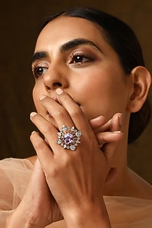 White Finish Zircon Ring