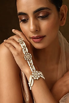 Gold Finish Kundan Polki Hathphool