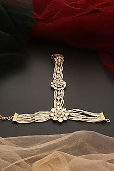 Gold Finish Kundan Polki Hathphool