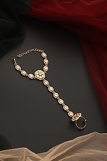 Gold Finish Kundan Polki Hathphool