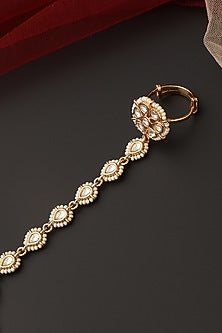 Gold Finish Kundan Polki Hathphool