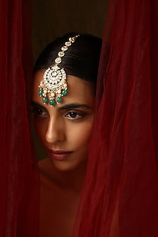 Gold Finish Kundan Polki Maangtikka